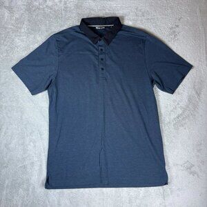 Travis Mathew Shirt Mens XL Blue Cotton Blend Logo on Sleeve Golf Casual
